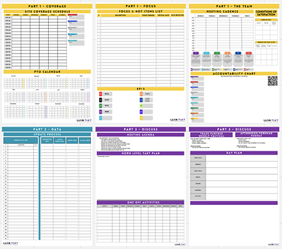 Colorful Takt schedule spreadsheet screenshot