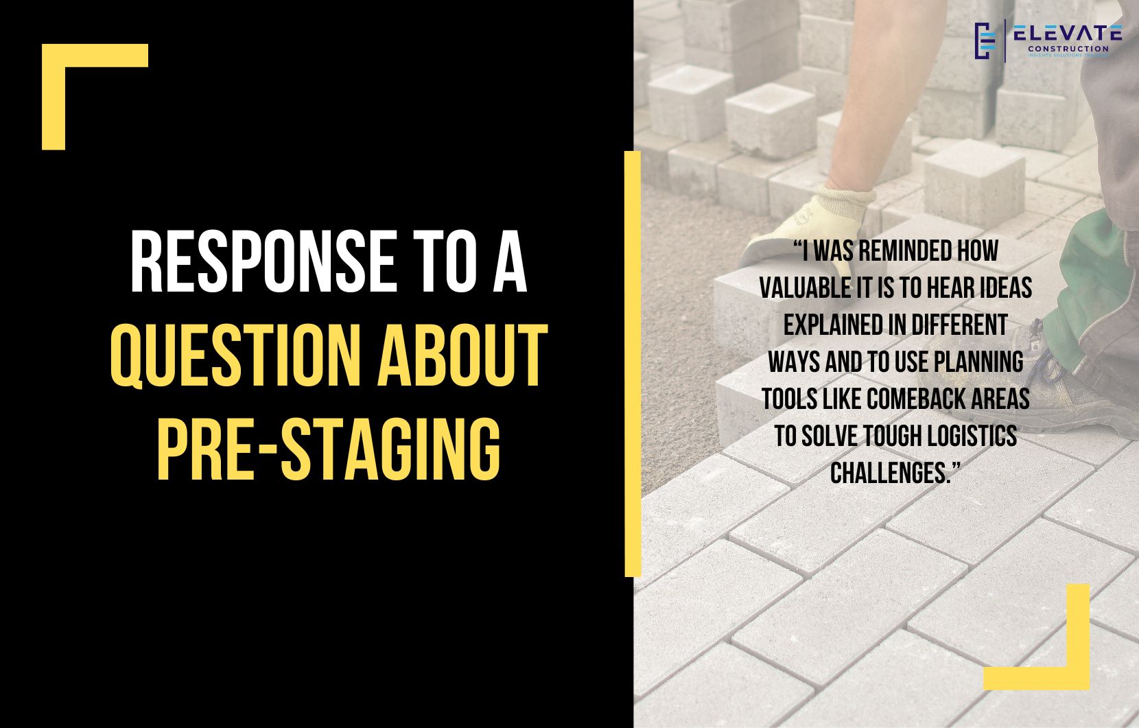 Response to a Question about Pre-staging