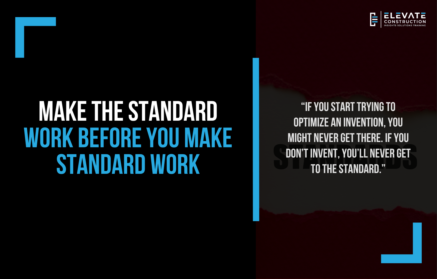 Standard work: a laminated visual standard work card with pictures and text used to set up a training event